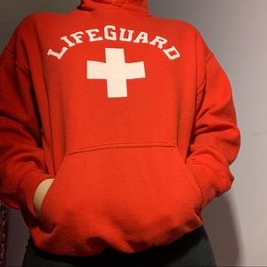 red lifeguard jacket